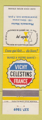 Matchbook Cover - Vichy Celestins France Drink Drug Store Shawinigan Sud QC