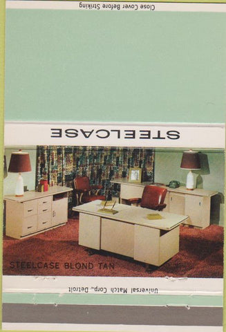 Matchbook Cover - Steelcase office furniture BLANK light green 40 Strike