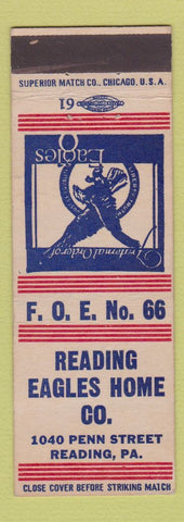 Matchbook Cover - Eagles Club Reading PA