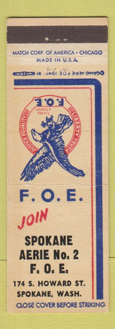 Matchbook Cover - Eagles Club Spokane WA