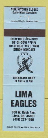 Matchbook Cover - Eagles Club Lima OH BLUE