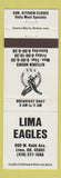 Matchbook Cover - Eagles Club Lima OH WHITE