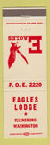 Matchbook Cover - Eagles Club Ellensburg WA