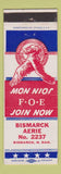 Matchbook Cover - Eagles Club Bismarck ND