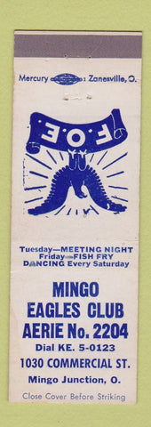 Matchbook Cover - Eagles Club Mingo Junction OH