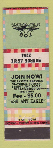 Matchbook Cover - Eagles Club Monroe Aerie MI