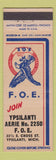 Matchbook Cover - Eagles Club Ypsilanti MI