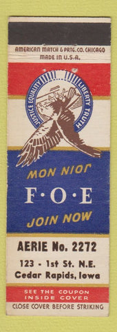 Matchbook Cover - Eagles Club Cedar Rapids IA