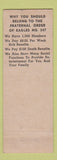 Matchbook Cover - Eagles Club Lafayette IN