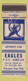 Matchbook Cover - Eagles Club Fort Wayne IN