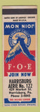 Matchbook Cover - Eagles Club Harrisburg PA