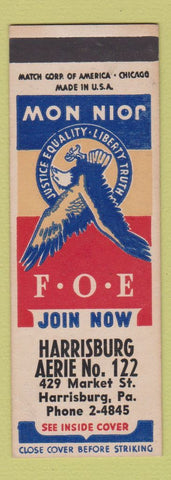 Matchbook Cover - Eagles Club Harrisburg PA