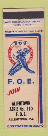 Matchbook Cover - Eagles Club Allentown PA