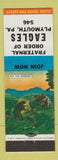 Matchbook Cover - Eagles Club Plymouth PA