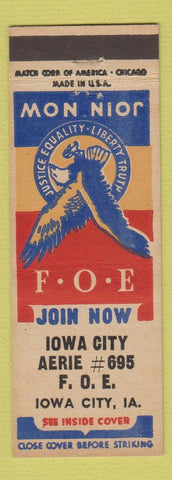 Matchbook Cover - Eagles Club Iowa City IA