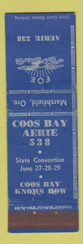 Matchbook Cover - Eagles Club Coos Bay OR CROWN