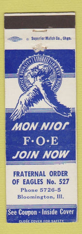 Matchbook Cover - Eagles Club Bloomington IL
