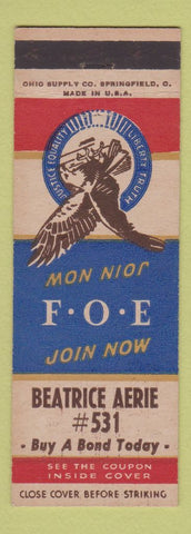 Matchbook Cover - Eagles Club Beatrice NE WWII?