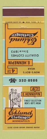 Matchbook Cover - Eklund Men's Clothes Minneapolis MN