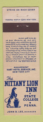 Matchbook Cover - Nittany Lion Inn State College PA Federal