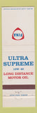 Matchbook Cover - Fina oil gas Ultra Supreme Motor Oil WEAR
