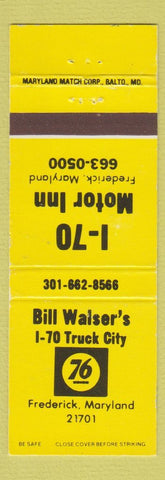 Matchbook Cover - Union 76 oil gas Bill Walser's Frederick MD