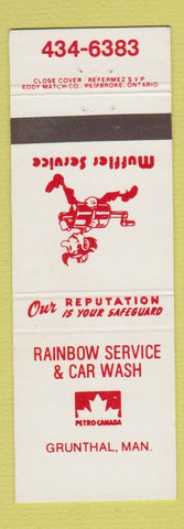 Matchbook Cover - Petro Canada oil gas Rainbow Car Wash Grunthal MB