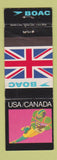 Matchbook Cover - BOAC Airlines USA Canada football WEAR