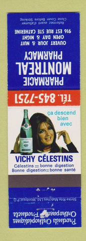 Matchbook Cover - Pharmacie Montreal QC Vichy Drink Beverage