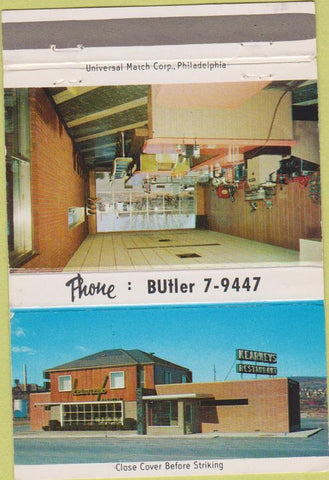 Matchbook Cover - Kearney's Restaurant Kingston PA 40 Strike