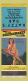 Matchbook Cover - Katzy's Bar Hyde Park PA pinup