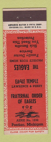 Matchbook Cover - Eagles Club Pontiac MI ADVANCE