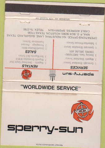 Matchbook Cover - Sperry Sun Oil Well tools Sugarland Houston TX WEAR 40 Strike