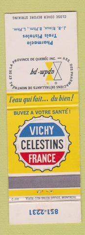 Matchbook Cover - Pharmacie Trois Pistoles QC Vichy Drink