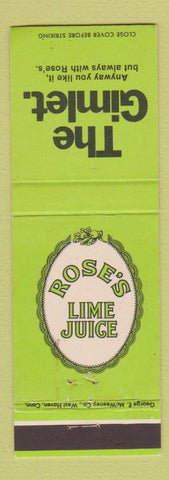 Matchbook Cover - Rose's Lime Juice Gimlet beverage