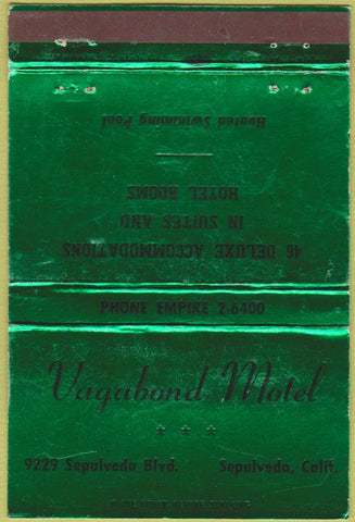 Matchbook Cover - Vagabond Motel Sepulveda CA 40 Strike