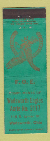 Matchbook Cover - Eagles Club Wadsworth OH WEAR