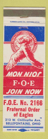 Matchbook Cover - Eagles Club Bellefontaine OH