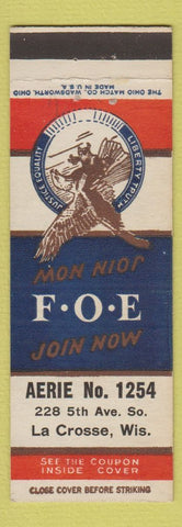 Matchbook Cover - Eagles Club La Crosse WI