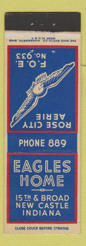 Matchbook Cover - Eagles Club Rose City Aerie New Castle IN