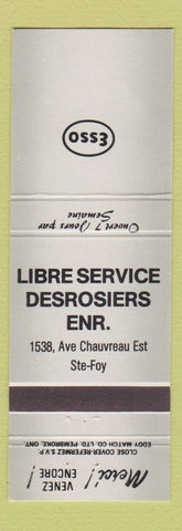 Matchbook Cover - Esso oil gas Libre Service Ste Foy QC