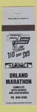 Matchbook Cover - Orland Marathon oil gas