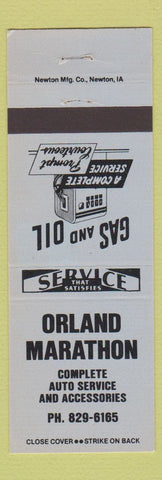 Matchbook Cover - Orland Marathon oil gas