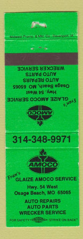 Matchbook Cover - Amoco oil gas Fran's Glaize Osage Beach MO WEAR