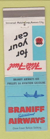 Matchbook Cover - Phillips 66 oil gas Braniff Airlines