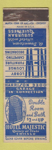 Matchbook Cover - Hotel Majestic Chicago IL WORN