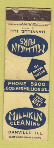 Matchbook Cover - Millikin Furs Danville IL WORN