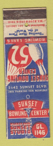 Matchbook Cover Sunset Bowling Center Warner Bros Movies Hollywood CA KING MIDAS