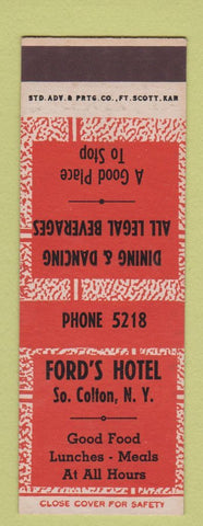 Matchbook Cover - Ford's Hotel South Colton NY SAMPLE