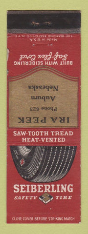 Matchbook Cover - Seiberling Tires Ira Peek Auburn NE WEAR